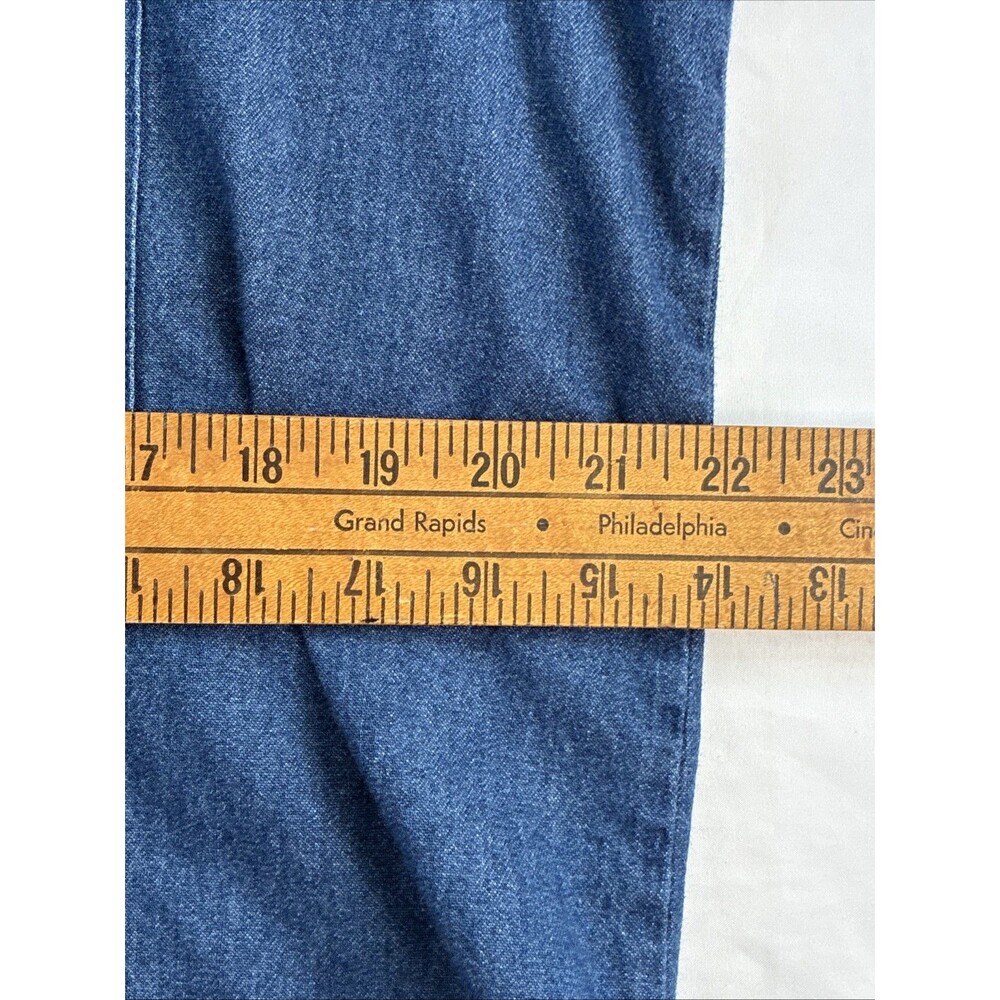 Vtg 90s Y2K Bobbie Brooks Denim Shirt Sz L Blue Floral Embroidery Red Plaid Trim - Picture 12 of 13